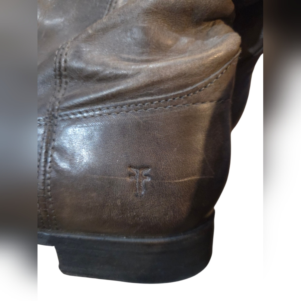 Frye Melissa Button Knee High Thrashed Distressed Leather Boots - Picture 5 of 11